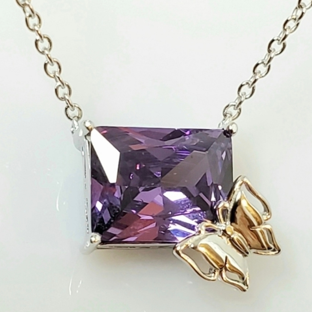 NEW Sterling Amethyst Butterfly Necklace